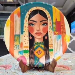 Artisan Arabic Series Terracotta Plate: Hand-Painted Cultural Patterns & Rich Earthy Tones for Unique Home Decor