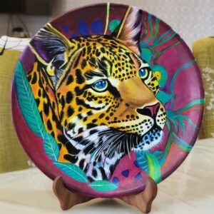 Handcrafted Leopard Plate – Bold eyes, fearless spirit, and untamed beauty