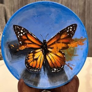 Butterfly Abstract Plate: Hand-Painted Terracotta Art Symbolizing Hope, Transformation & Free Spirit