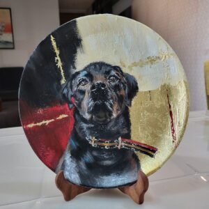 Custom Hand-Painted Pet Portrait Wooden Plate – Handcrafted Acrylic Dog & Cat Memory Decor Art Piece, Personalized Memorial Statement Keepsake & Heartfelt Creative Gift for Pet Lovers