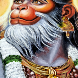 Hand-Painted Divine Hanuman Terracotta Plate – Orange & Gold Meditative Wall Art for Home Décor and Sacred Spaces