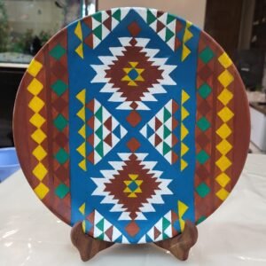 Hand-Painted Arabic Terracotta Decorative Plate | Intricate Calligraphy & Earthy Tones | Elegant Traditional Art Decor