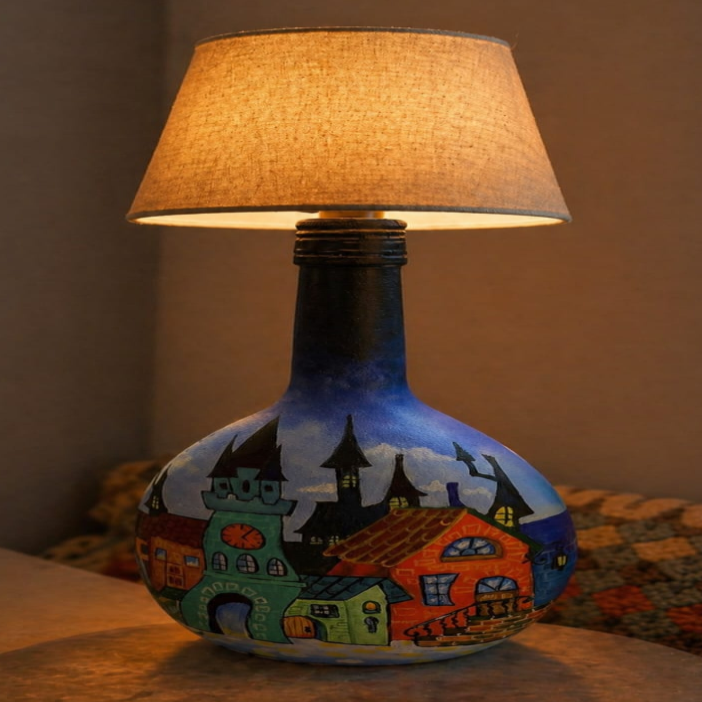 Hand-Painted Artistic Bottle Lamp – Unique Handcrafted Detachable Design for Ambient Home Décor