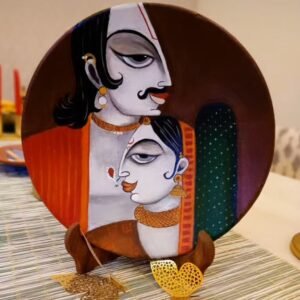 Hand-Painted Shiva Parvati Terracotta Decorative Plate – Divine Series Orange Spiritual Home Decor & Meditation Art