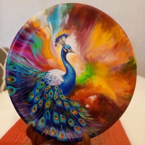 Hand-Painted elegant peacock in full splendor with beauty of nature and vibrant artistry