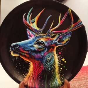 Handcrafted Rain Deer Plate – Silent eyes, fearless spirit, and untamed beauty