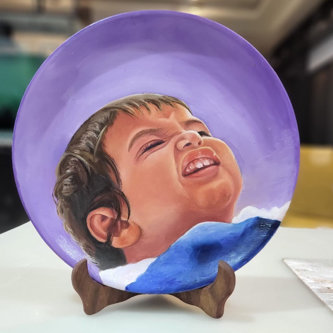 Handpainted Terracotta Portrait - Custom Handcrafted Clay Plate Painting for Anniversaries, Weddings & Memories