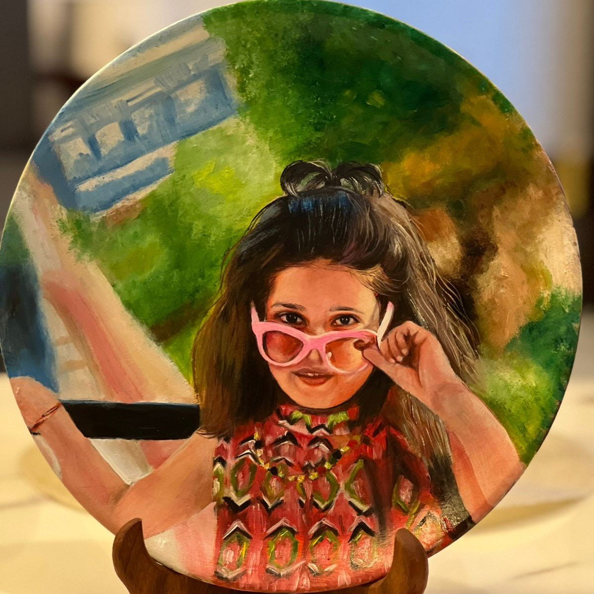Personalized Terracotta Art Portrait Handpainted Custom Memory Plate Unique Handcrafted Gift for Relationships