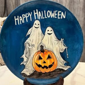 Playful Ghost Chef in a Cozy Midnight Kitchen Decorative Plate