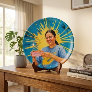 Hand-Painted Custom Portrait Decorative Plate | Personalized Terracotta Art | Unique Handmade Memory & Home Décor Gift